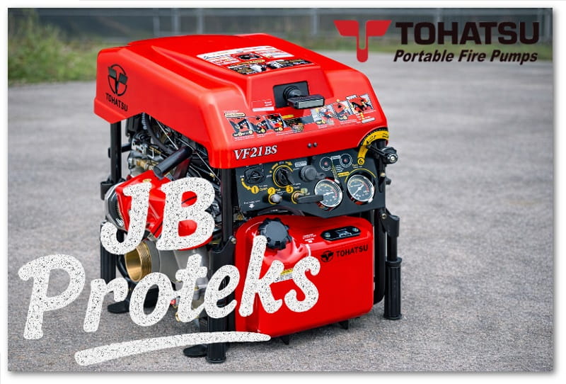 Tohatsu VF21BS portable fire pump 4-tak untuk pemadam kebakaran.