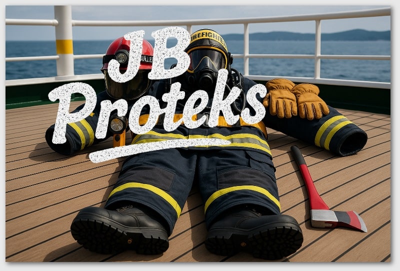 standar fireman outfit set di kapal